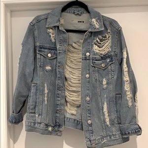 TOPSHOP Motto Ripped Denim Jacket